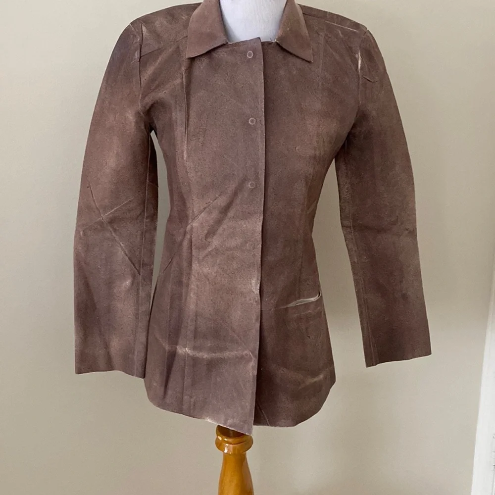 Express Painted Canvas Brown Blazer Jacket Size 0 - Picture 1 of 10